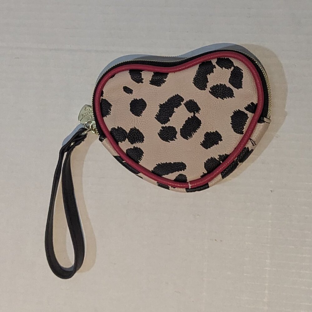 Betsey Johnson Y2K Leopard Tote & Heart Wristlet Glam Animal Print Shoulder Bag - Picture 11 of 14